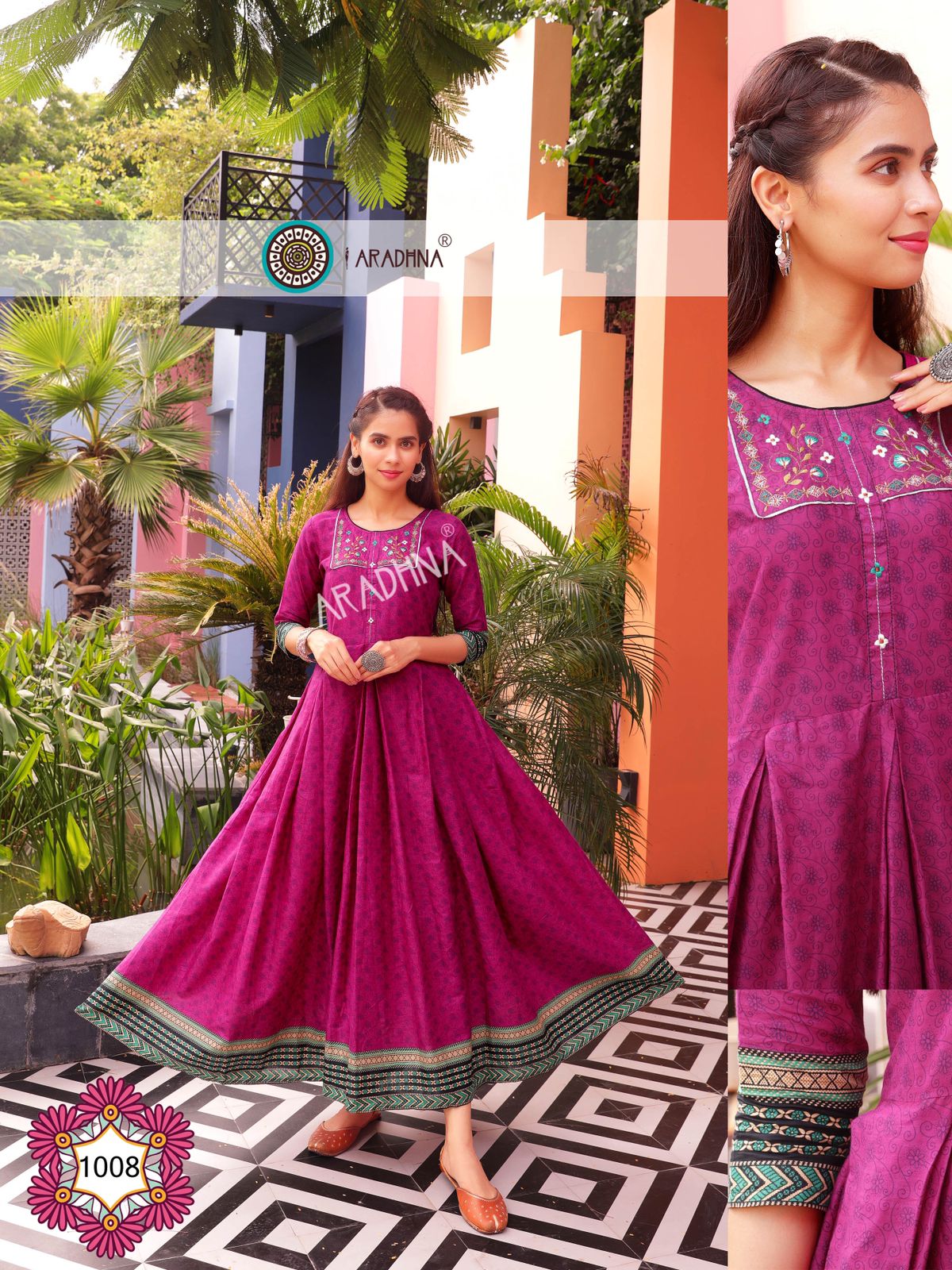Aradhna Fashion Fire 1 Heavy Cotton Festive Wear Anarkali Long Stylish Kurti Collection